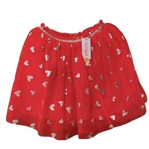 NWT Cat & Jack Wowzer Red Tutu Skirt with Silver Hearts Size XL 14-16